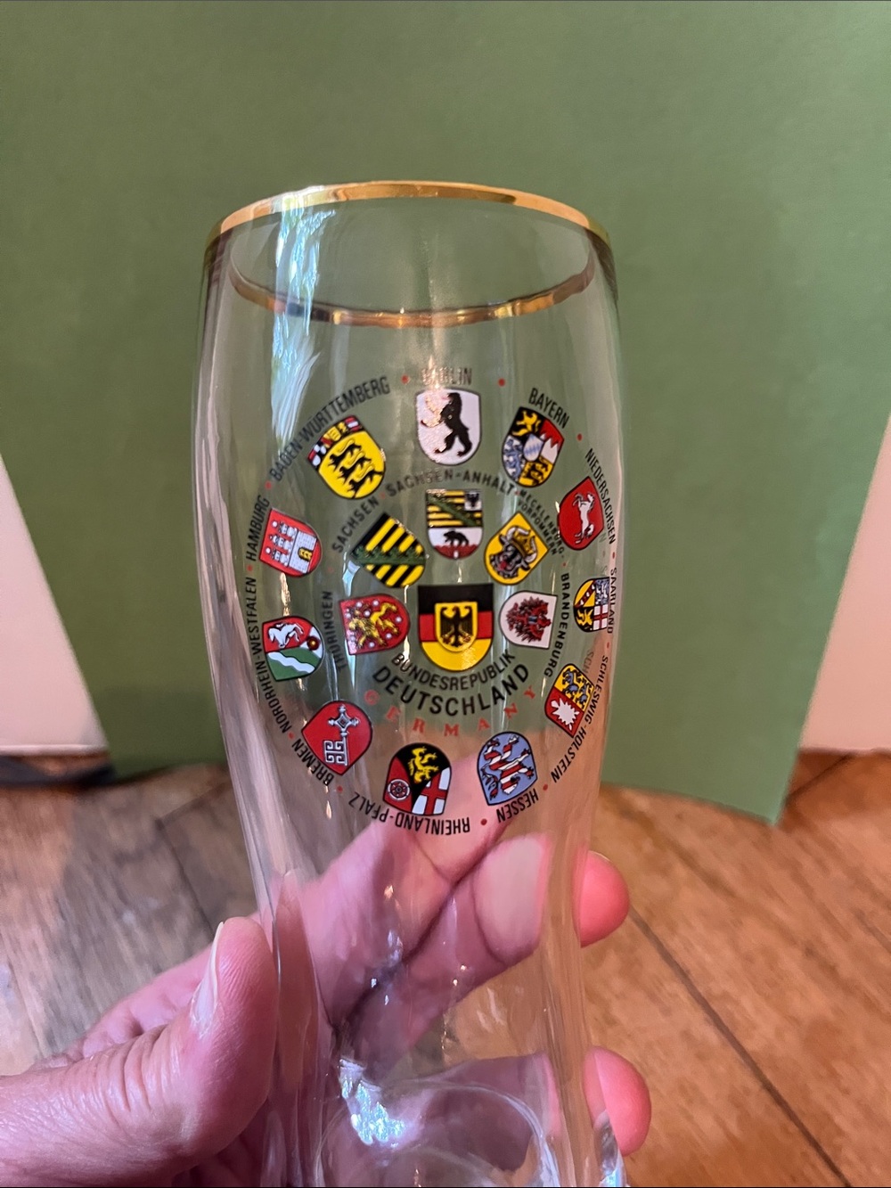 Bundesrepublik Germany Souvenir Boot Glass with Gold Rim